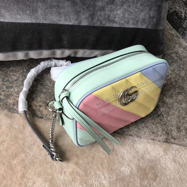 Gucci小牛皮女包 古馳新款GG Marmont馬卡龍新色首發 Gucci迷你手提包 583571霧霾藍  gdj1211